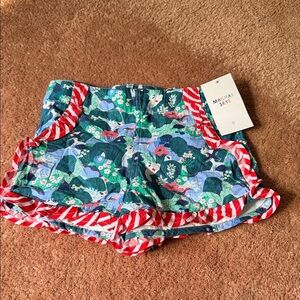 Kids Floral Patterned Shorts - Green and Red